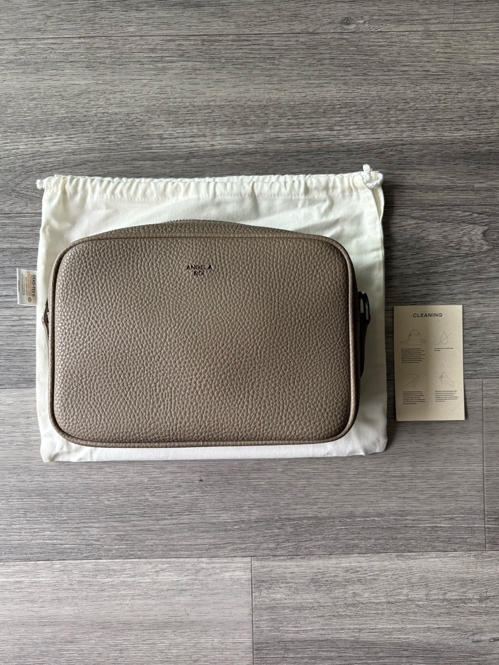 Angela Roi Grace Mini Crossbody [Signet] - Light Mud Gray Pebble Vegan Leather - Picture 3 of 11